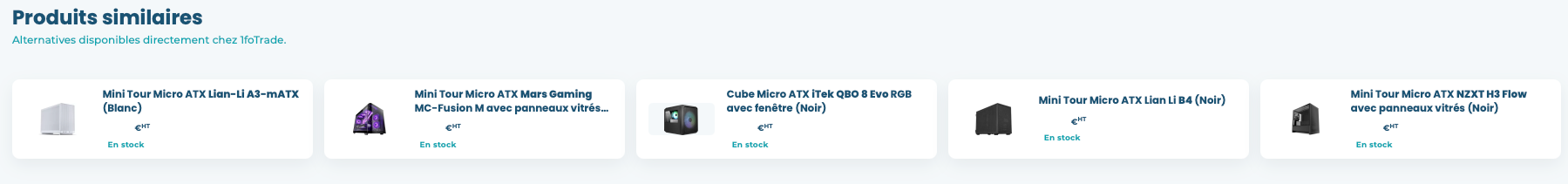Bloc de produits similaires proposant des alternatives directement chez 1FOTRADE