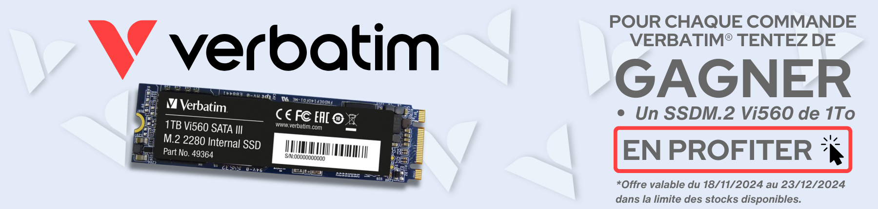 Bannière pour un SSD NVMe Verbatim