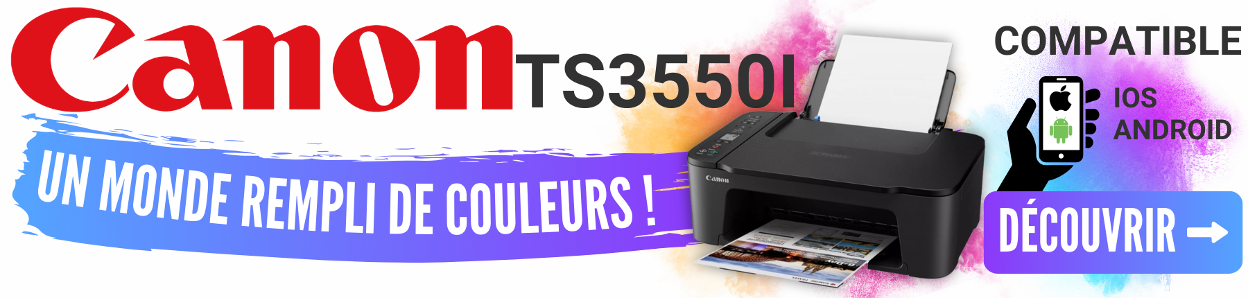 Bannière pour l’imprimante Canon PIXMA TS3550i