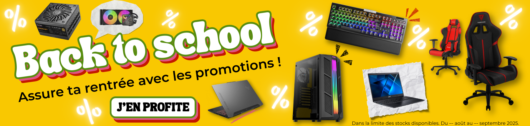 Bannière Back to School pour une sélection informatique