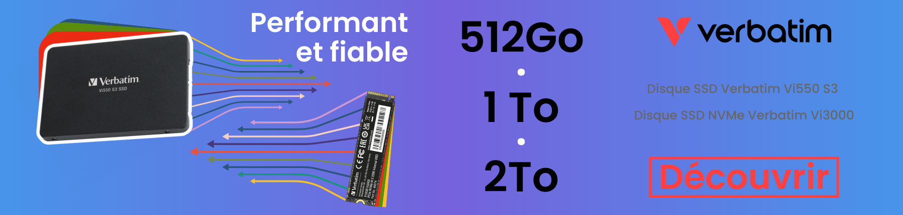 Bannière pour une gamme de SSD Verbatim