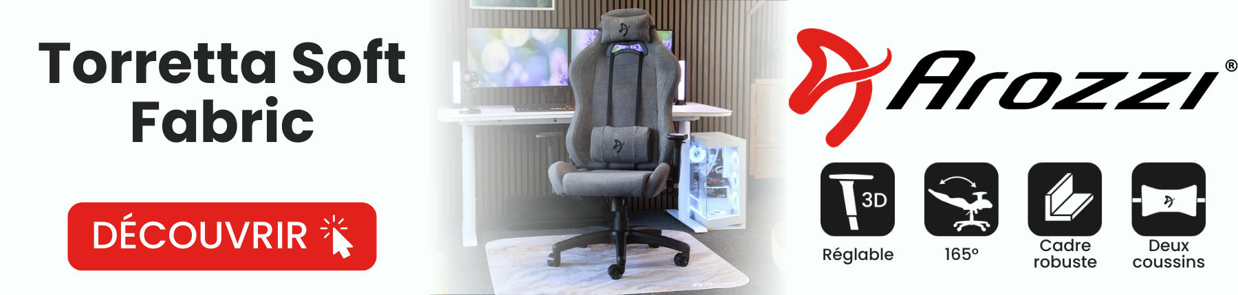 Bannière pour le fauteuil Arozzi Torretta Soft Fabric