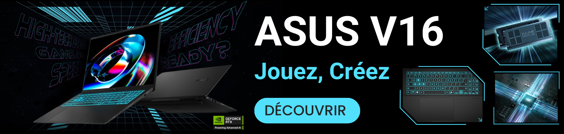 Bannière pour l’ordinateur portable gaming ASUS V16