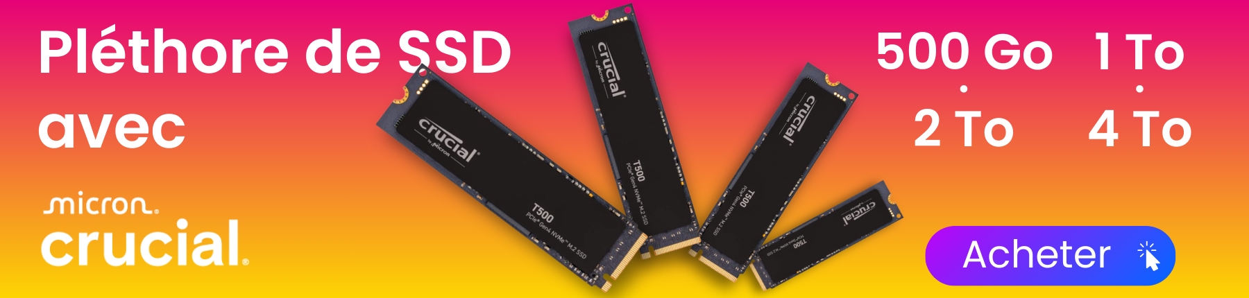 Bannière pour une sélection de SSD Crucial
