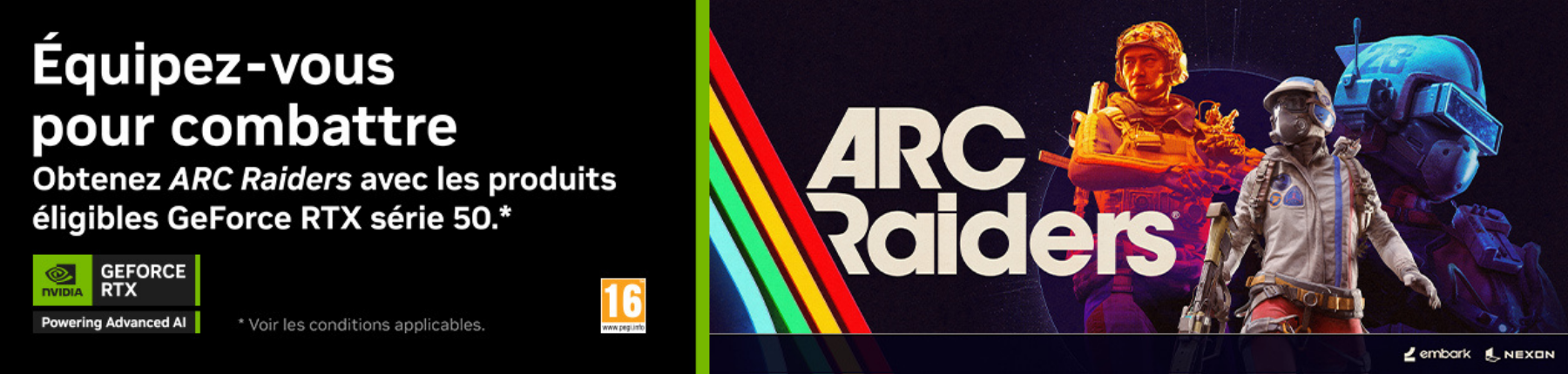 Bannière Arc Raiders avec une sélection de périphériques