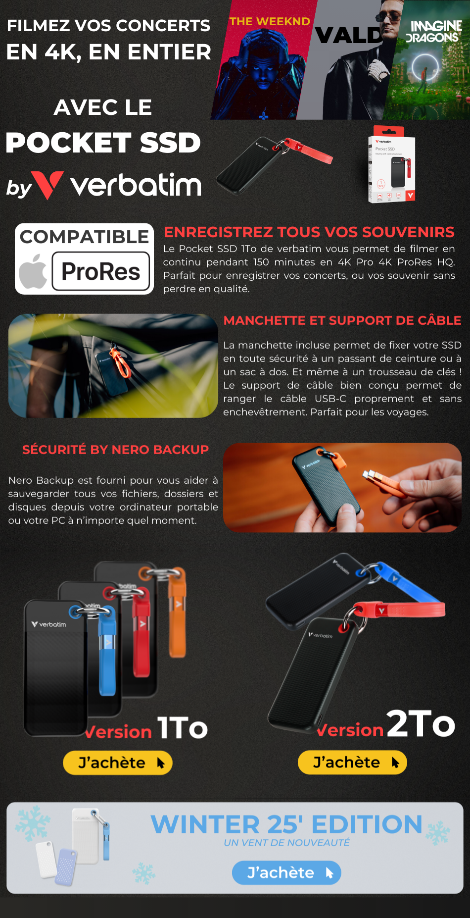 Newsletter présentant des produits Verbatim