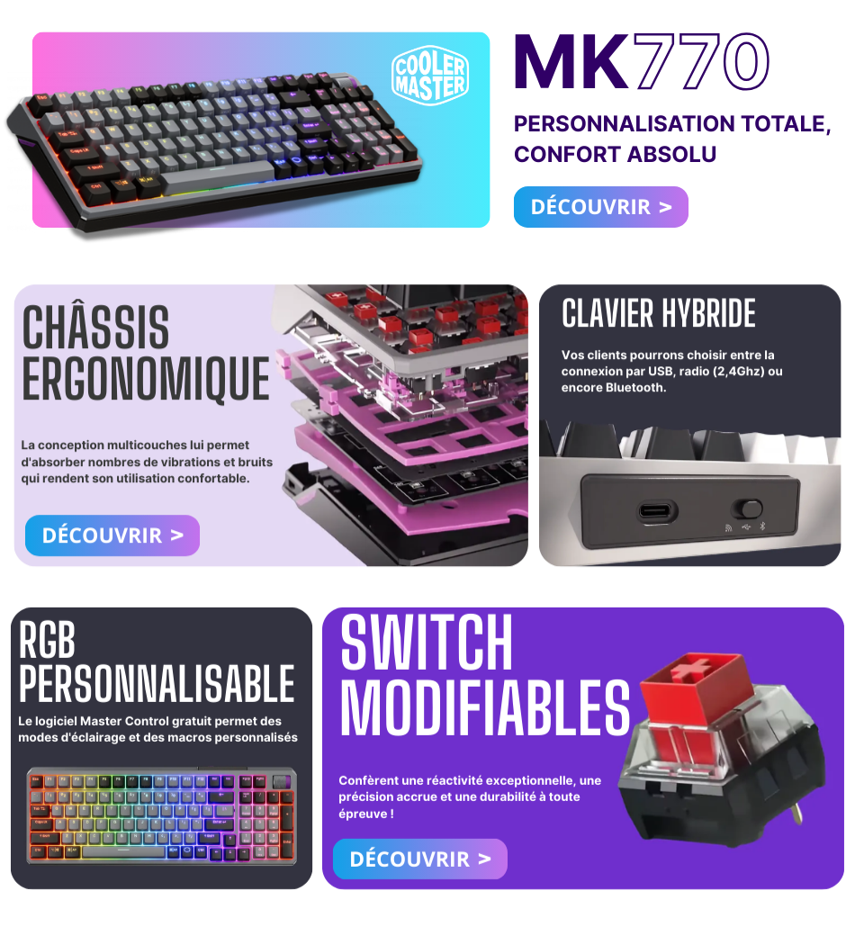 Newsletter présentant le clavier Cooler Master MK770