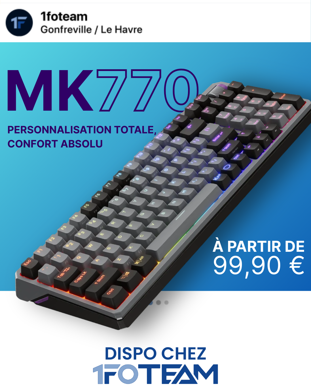 Publication pour le clavier Cooler Master MK770